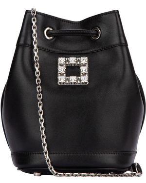 【ROGER VIVIER】Tres Vivier Leather Bucket Bag Très Vivier Bucket Bag in leather Off White Woman