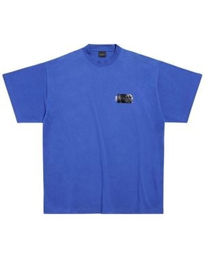 Balenciaga T-Shirt With Logo - Blue