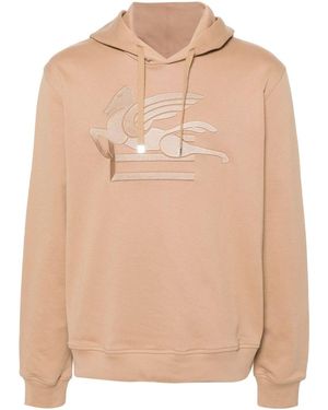 Etro Cotton Hoodie With Embroidery - Natural