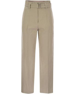 Brunello Cucinelli Canvas Trousers With Shiny Details in