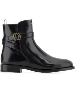 Prada Leather Ankle Boots - Black