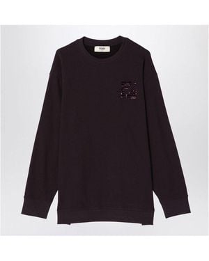 Fendi Aubergine Cotton Crewneck Sweatshirt - Blue