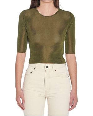 Saint Laurent Cropped Top With Cassandre - Green