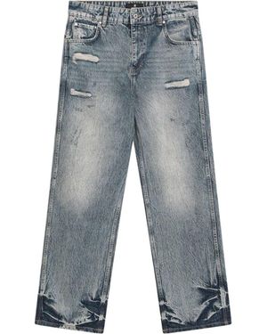 Represent Washed Jeans With Rips - Blue