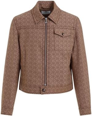 Marine Serre Embroidered Stretch Polyester Blend Jacket - Brown