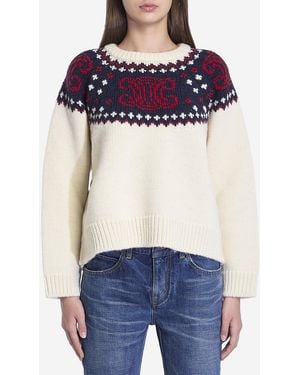 Celine "Fair Isle" Triomphe Jumper - Blue