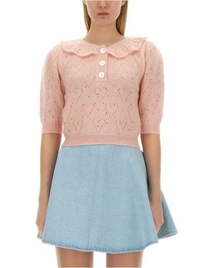 Alessandra Rich Hearts Jersey - Blue