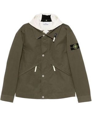 Stone Island Hooded Cotton Jacket - Green