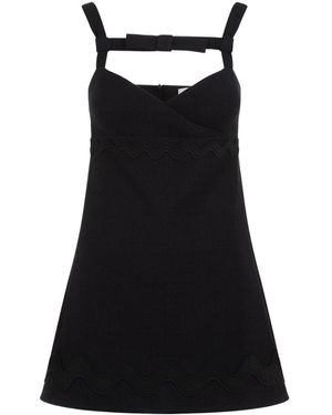 Patou Contrasted Braid Bow Mini Dress - Black