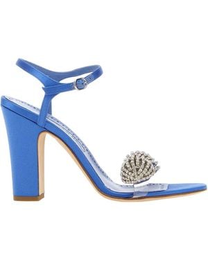 Manolo Blahnik Satin Elhob Sandals - Blue