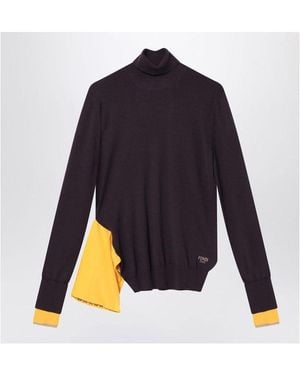 Fendi Dark Wool Turtleneck Jumper - Blue