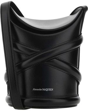 McQueen Leather The Curve Bucket Bag - Black