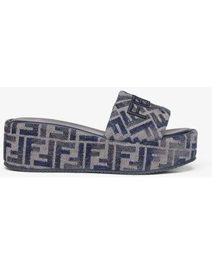 Fendi Ff Jacquard Denim Sandals - Blue