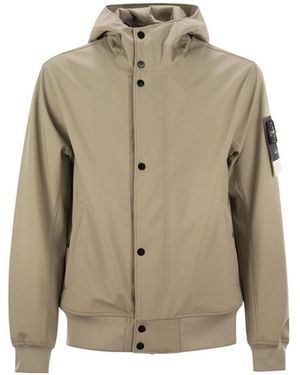 Stone Island Hooded Jacket, Water And Wind Resistant - Natural