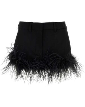 Miu Miu Stretch Wool Mini Skirt - Black