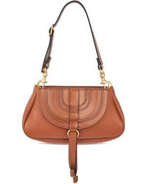 Chloé Leather Small Marcie Clutch - Brown