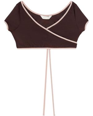 Palm Angels Cap-Sleeves Bikini Top - Red