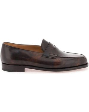 John Lobb Dark Leather Oxford Shoes With Tapered Design - Brown