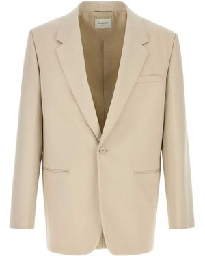 Saint Laurent Sand Wool Blazer - Natural