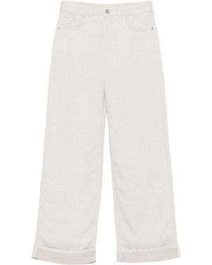 Emporio Armani Linen Blend Wide-Leg Jeans - White