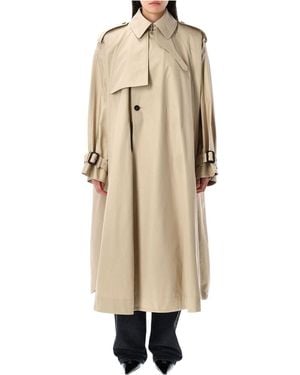 Saint Laurent Cotton Twill Cape Trench Coat - Natural