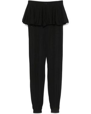 Alaïa Viscose Pants With Ruffle - Black