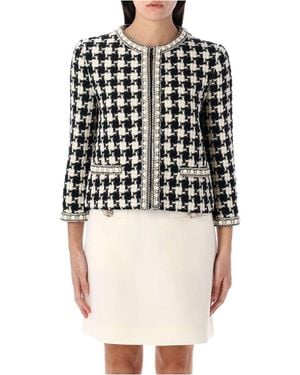 Valentino Garavani Embroidered Damier Light Tweed Jacket - White