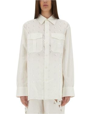 Marine Serre Upcycled Linen Shirt - White