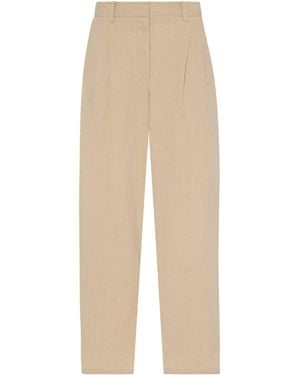 The Row Lilas Light Khaki Cotton And Linen Trousers in