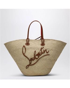 Christian Louboutin Raffia And Calf Leather Tote Bag Cabata Large - Natural