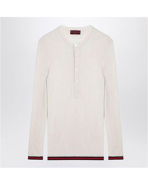 Gucci Silk Jersey With Web Ribbon - White