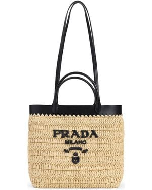 Prada Raffia Handbag - Natural