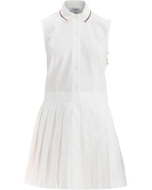 Thom Browne Pleated Cotton Dress For - White