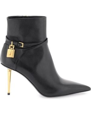 Tom Ford Leather Pointy Toe Ankle Boots - Black