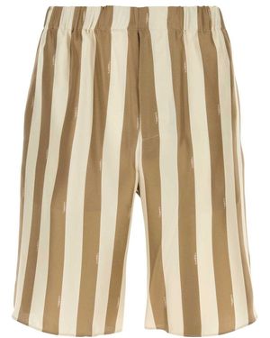 Fendi Printed Silk Bermuda Shorts - Natural