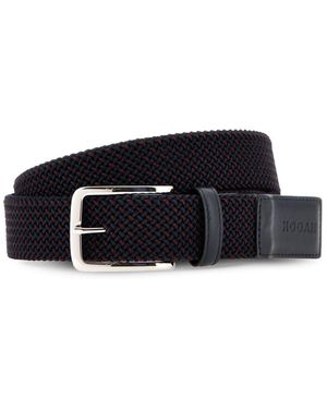 Hogan Belt Crafted With Elastic Fabric Tape.Dark Leather Inserts.Metal Buckle.Width : 3.5 Cmmade - Black