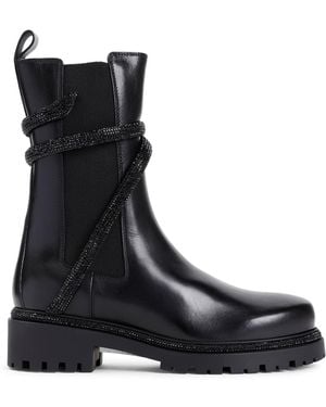 Rene Caovilla René Caovilla Calf Leather Biker Boots - Black