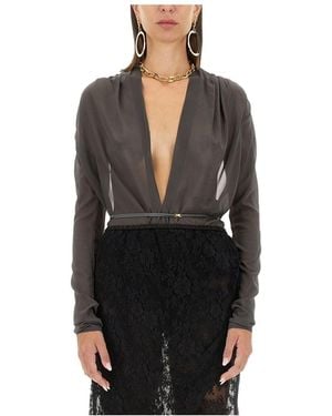 Saint Laurent Silk Body Top - Black