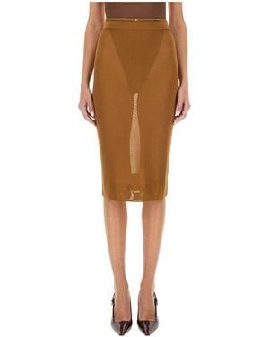 Saint Laurent Knit Pencil Skirt - Natural