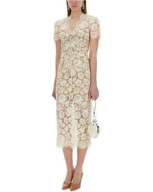 Self-Portrait Fine Lace Midi Dress - Natural