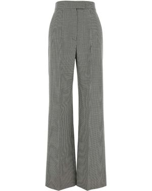 McQueen Embroidered Wool Wide-Leg Pant - Gray