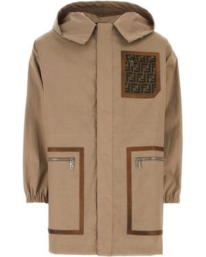 【関税＆送料込み】Fendi Trench FENDI 5500$ Double Breasted Trench Coat In Brown FF Jacquard