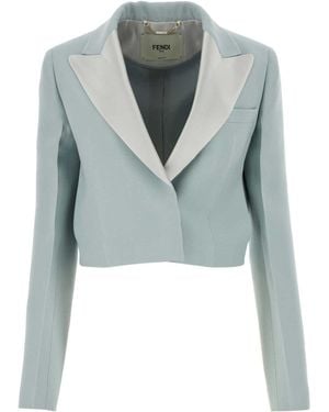 Fendi Powder Wool Blend Blazer - Green