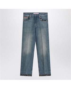 Valentino Garavani Floral Print Jeans in Blue | Lyst