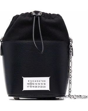 Maison Margiela Leather And Canvas Mini 5Ac Bucket Bag - Black
