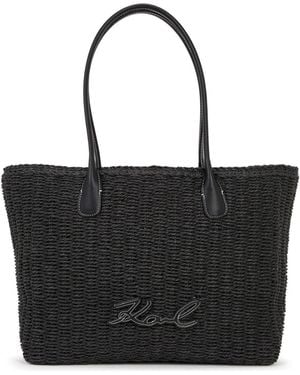 【 カール・ラガーフェルド 】 ラフィア ビーチバッグ KARL LAGERFELDのレディース K/SIGNATURE ラフィア ビーチ