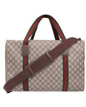 Gucci Web Striped Duffle Bag Xl - Brown