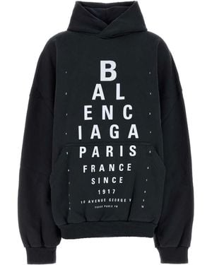 Balenciaga Optical Cotton Hoodie - Black