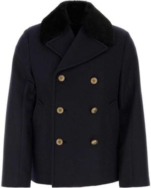 Prada Dark Felt Coat - Blue