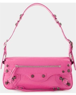 Balenciaga Fuchsia Leather Small Le Cagole Sling Shoulder Bag - Pink